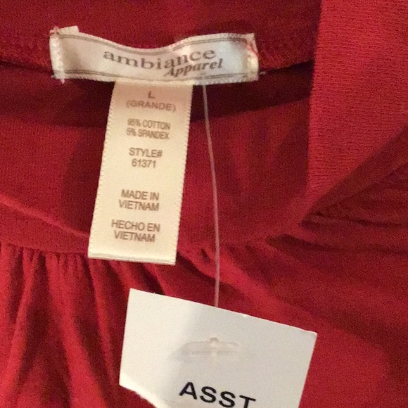 Red turtle neck cotton long sleeve (new) - Picture 3 of 3